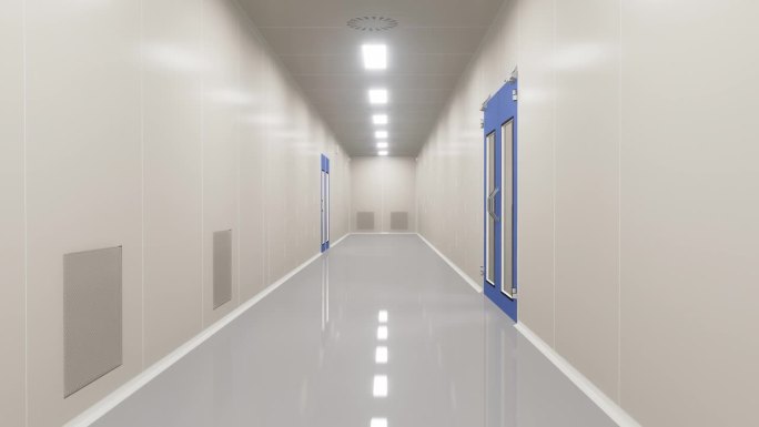 制药厂走廊洁净室清洁设施生产厂房医药生产