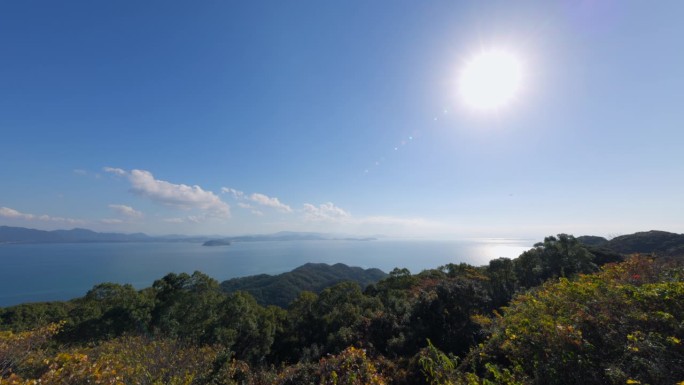 从福冈县大岛看美丽的大海和风景