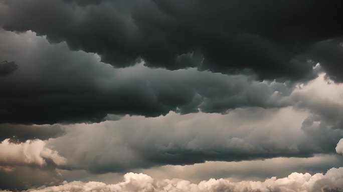 积雨云遮天蔽日云层透光空境云翻滚