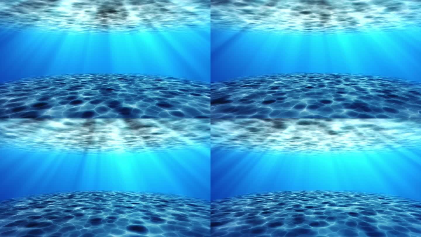4K逼真的超现实水下海底移动水动画。