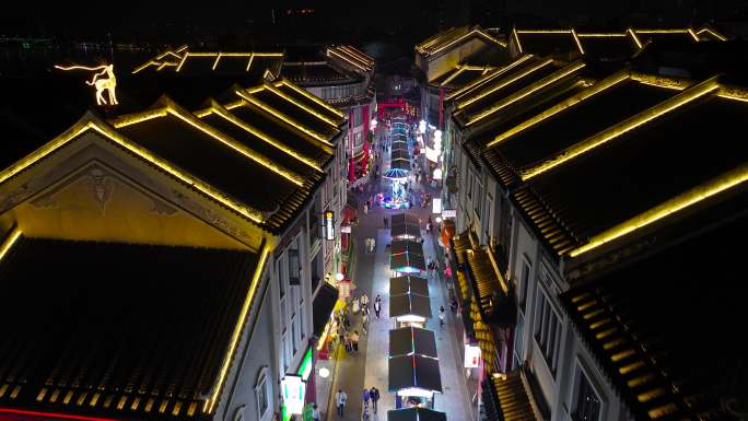 4K航拍惠州市水东街夜景