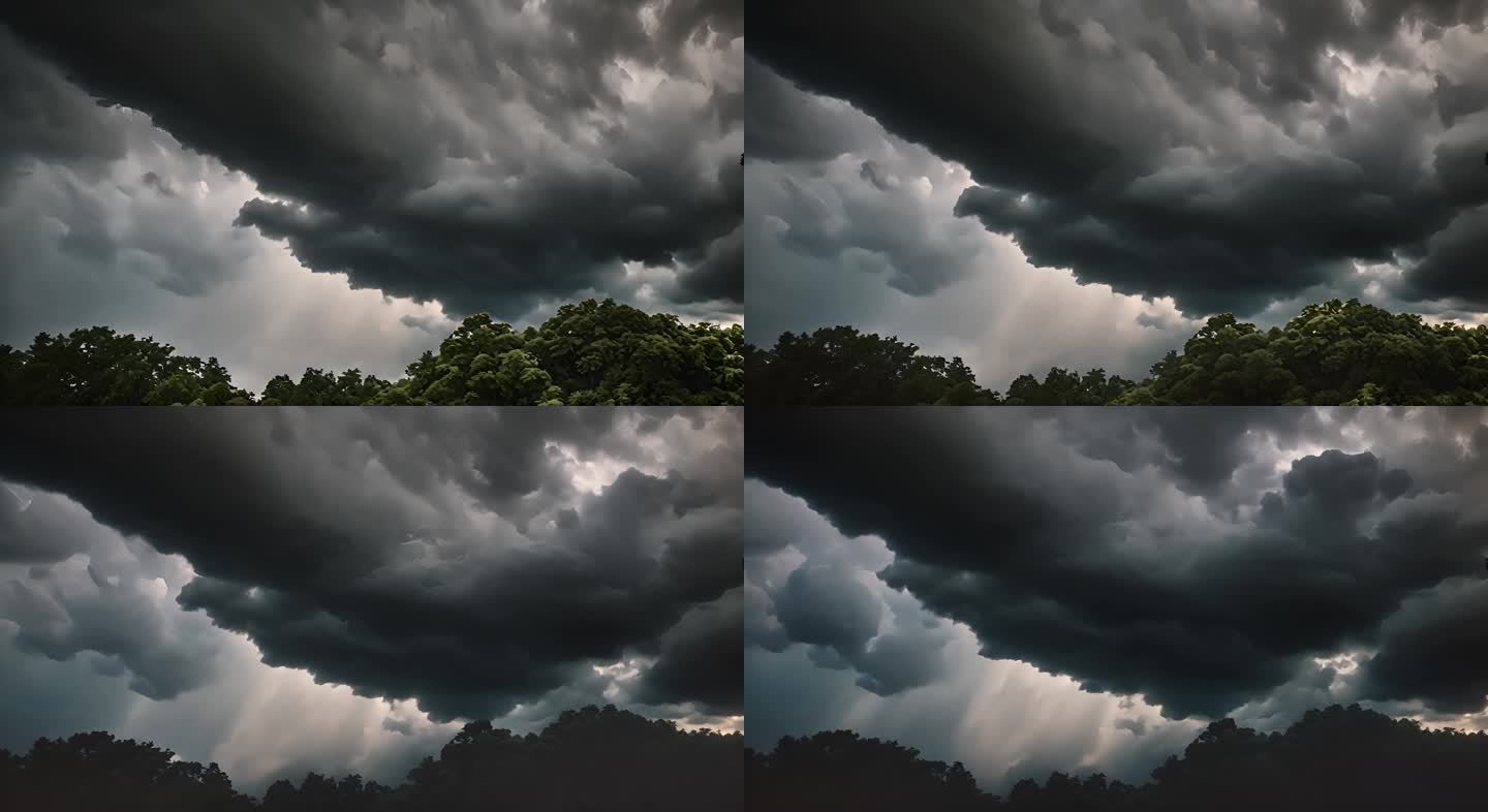 积雨云遮天蔽日云层透光空境云翻滚