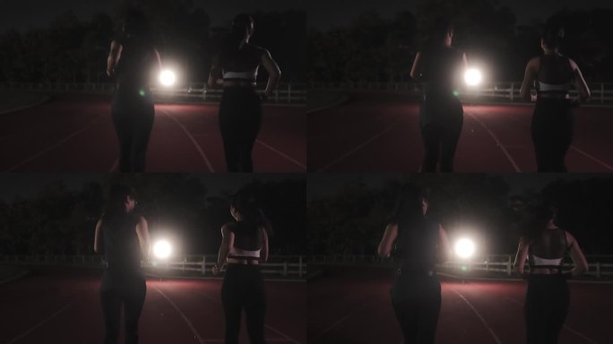 女人晚上户外健身励志奋斗夜跑广告宣传片