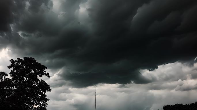 积雨云遮天蔽日云层透光空境云翻滚