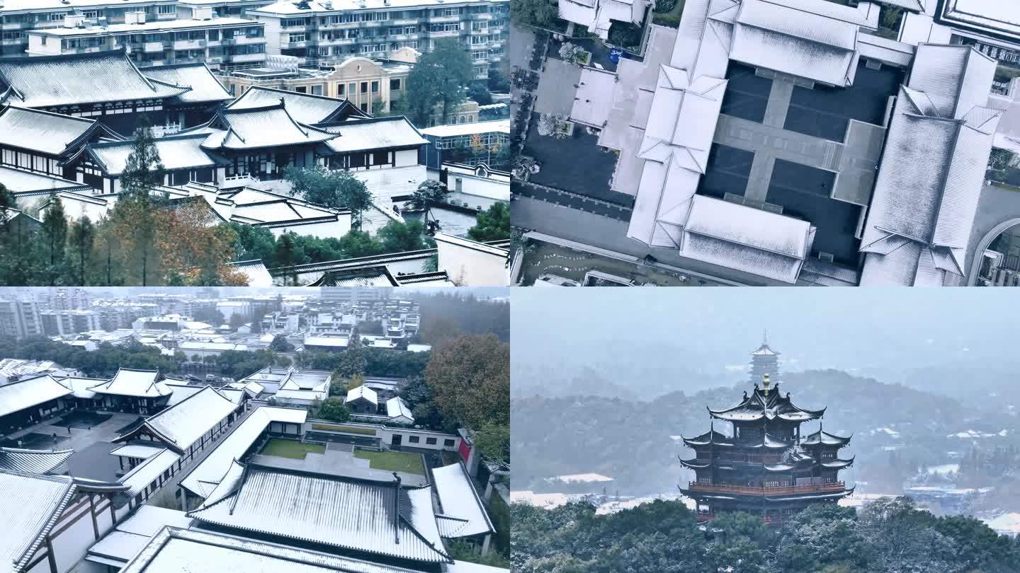 杭州雪景4k航拍合集