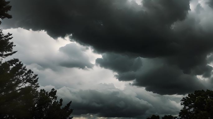 积雨云遮天蔽日云层透光空境云翻滚