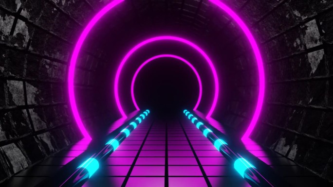 青色和粉红色的地下隧道背景VJ环路在4K