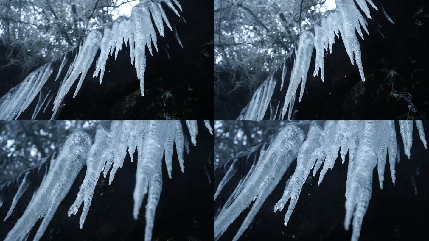 冰碴冰晶冬天冰锥冰柱结冰降温