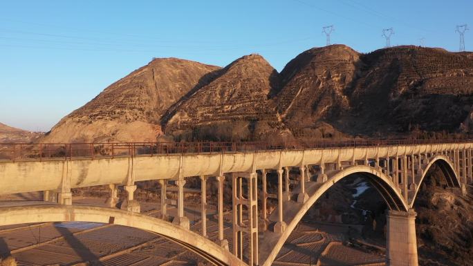 航拍 乡村 大山  古桥  建筑文化遗迹