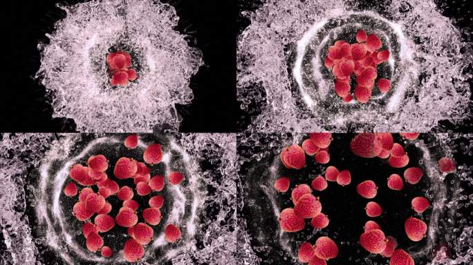 水果炸开 爆炸荔枝 果肉飞溅冲屏 透明底