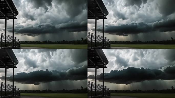 积雨云遮天蔽日云层透光空境云翻滚