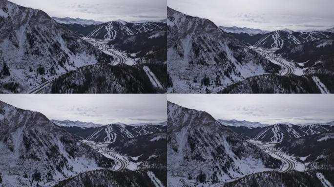 i70铜山Leadville科罗拉多州冬季十二月圣诞节航拍无人机电影滑雪跑道遥远的风景银索恩韦尔白杨