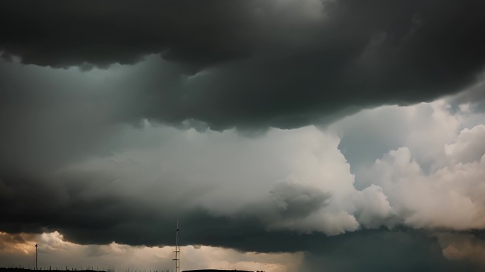 积雨云遮天蔽日云层透光空境云翻滚