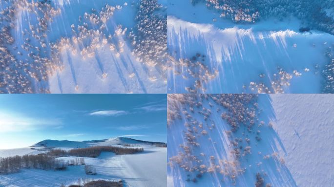 冬季丘陵山地雪原雪景