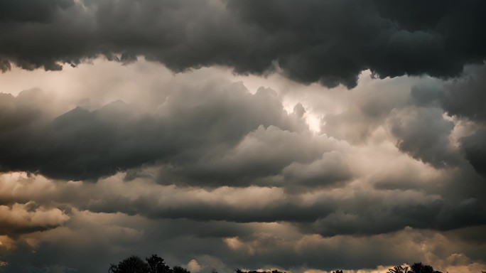 积雨云遮天蔽日云层透光空境云翻滚