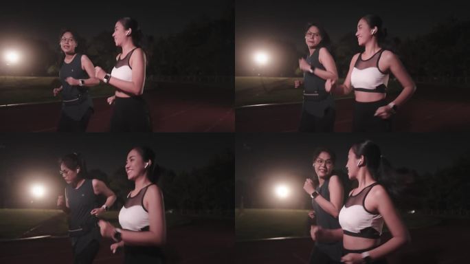 女人晚上户外健身励志奋斗拼搏广告宣传片