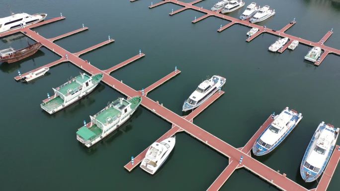海滨游船码头的船坞。