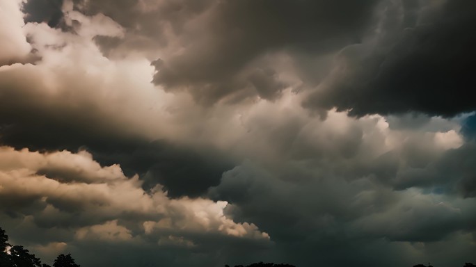 积雨云遮天蔽日云层透光空境云翻滚