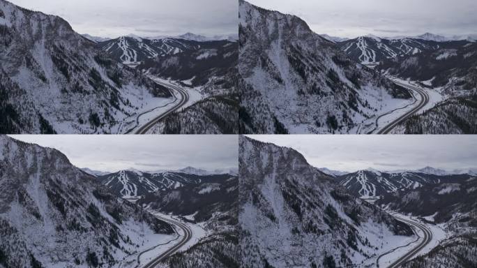 超过70架空无人机电影铜山莱德维尔科罗拉多州冬季十二月圣诞节滑雪跑道遥远的风景银索恩韦尔白杨十英里范