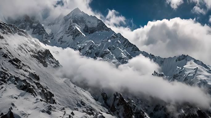 航拍雪山山川云海云层俯瞰大地大气震撼流云