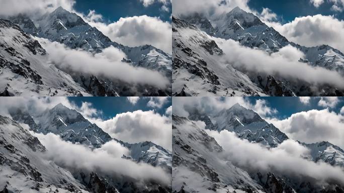 航拍雪山山川云海云层俯瞰大地大气震撼流云