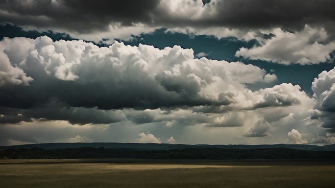 积雨云遮天蔽日云层透光空境云翻滚