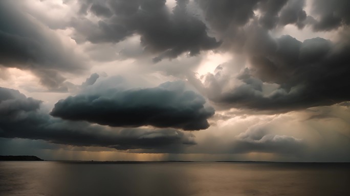 积雨云遮天蔽日云层透光空境云翻滚