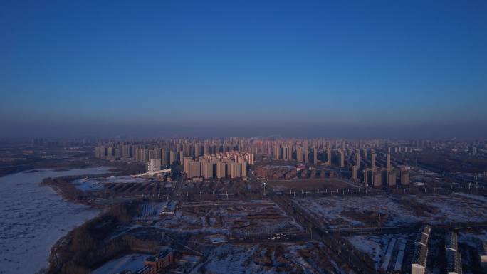 辽宁沈阳丁香湖城市夕阳