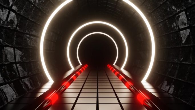 白色和红色的地下隧道背景VJ循环在4K
