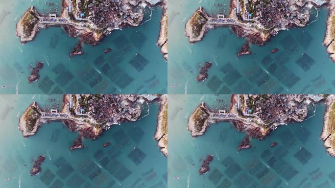 福建福州连江奇达村渔业养殖航拍空镜