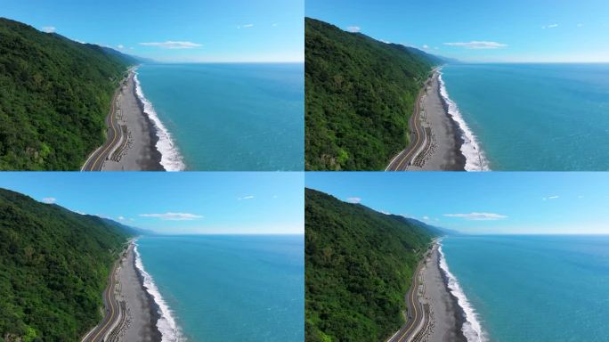 鸟瞰美丽的海岸线和山路，南联高速公路，台湾。