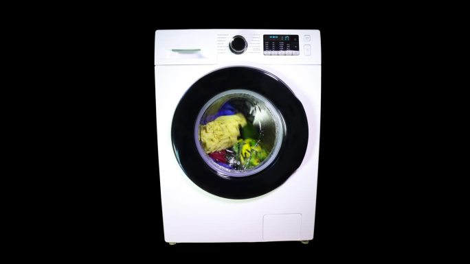 洗衣机和五颜六色的衣服