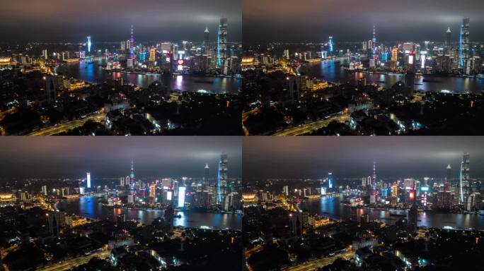 上海CBD陆家嘴建筑群延时夜景4