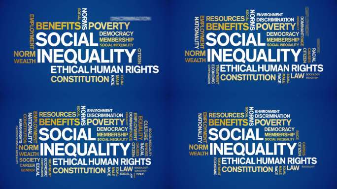 社会不平等动画标签词云，人权问题动画循环。