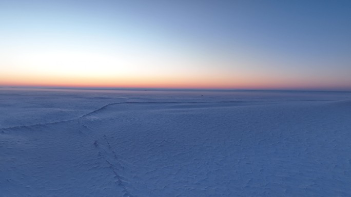 冬季草原雪景雪域落日余晖