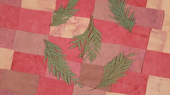 干土花树枝是在纺织背景与织物元素在红色色调