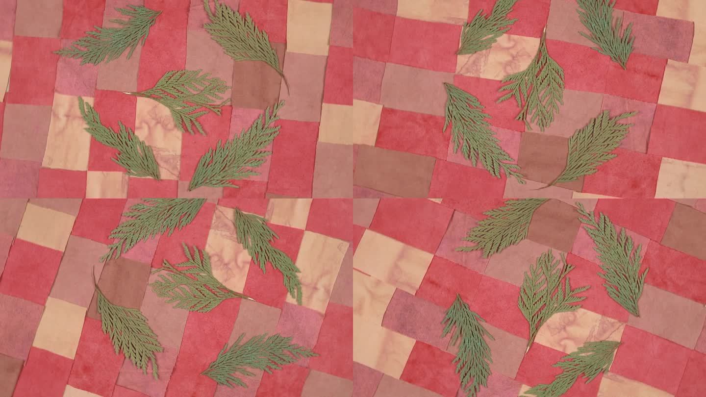 干土花树枝是在纺织背景与织物元素在红色色调