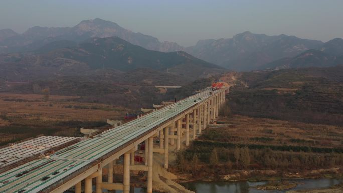 秦皇岛 高速桥 航拍 4k 原素材