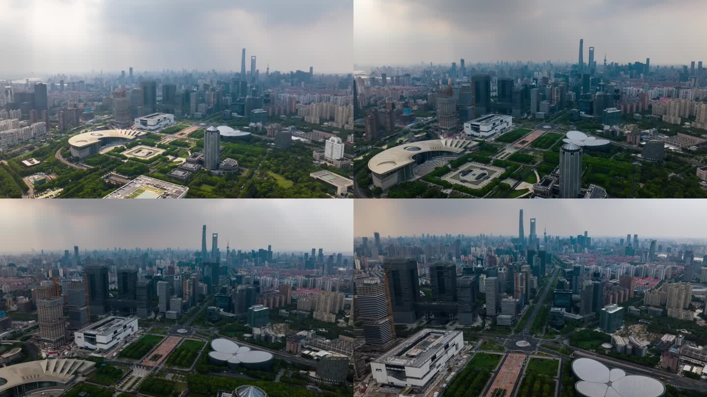 上海科技馆上海世纪大道中轴线航拍