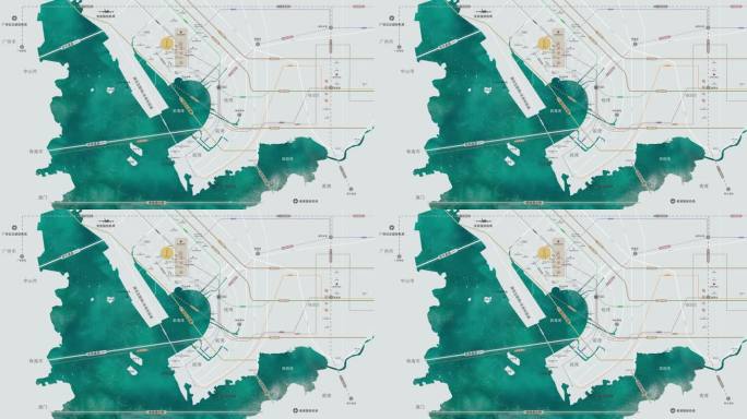 10K鸟瞰图海面动效地产区域图演示