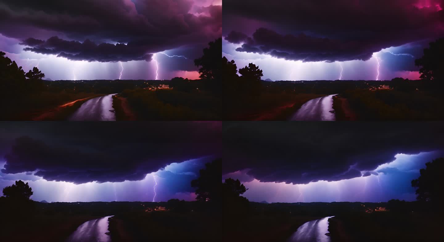 闪电恐怖乌云密布风起云涌电闪雷鸣风暴暴雨