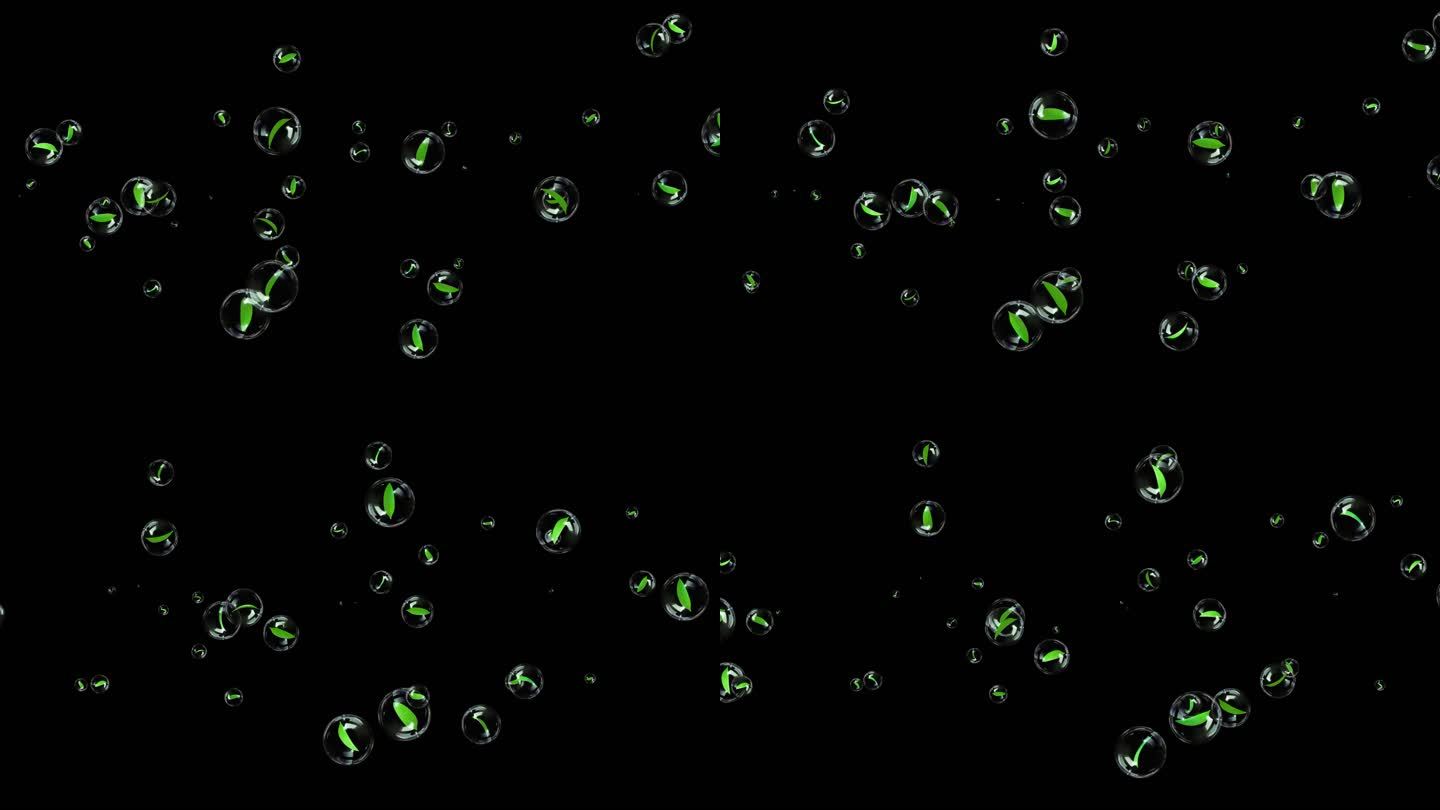 4K树叶泡泡肥皂泡泡透明通道素材
