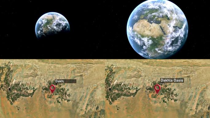 达赫拉绿洲城市地图从太空到地球，埃及