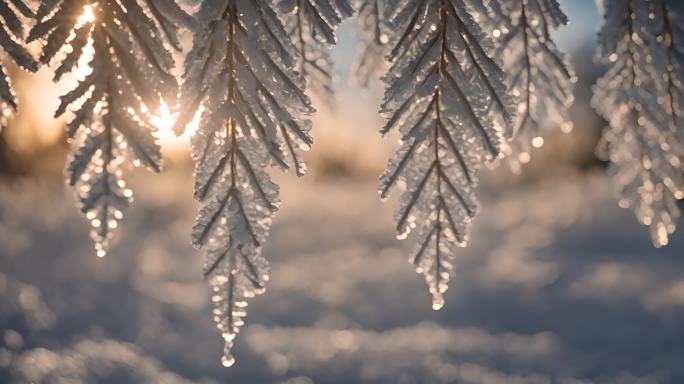 雪花冰晶结晶冬天下雪冬季唯美浪漫雪景霜花