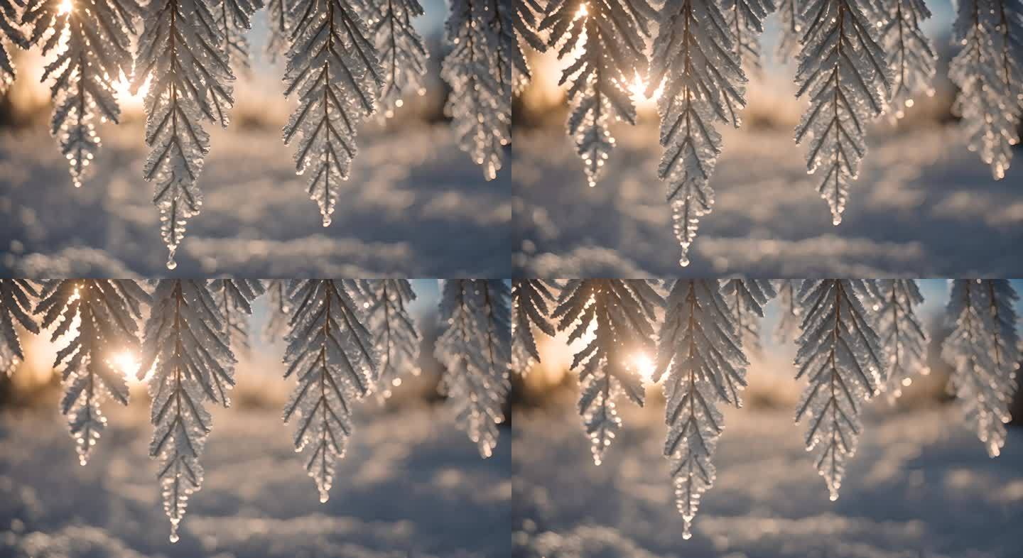 雪花冰晶结晶冬天下雪冬季唯美浪漫雪景霜花