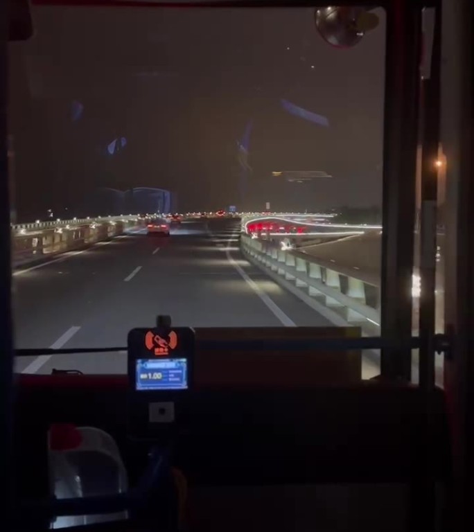 厦门市演武大桥公交车夜景双子塔