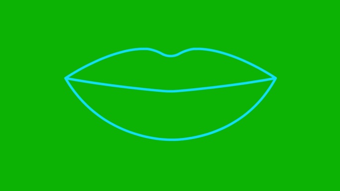 动画蓝唇符号增加和减少。线性图标。毛圈的视频。矢量插图隔离在绿色背景上。