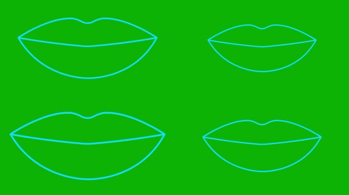 动画蓝唇符号增加和减少。线性图标。毛圈的视频。矢量插图隔离在绿色背景上。