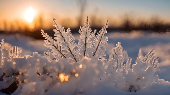 雪花冰晶结晶冬天下雪冬季唯美浪漫雪景霜花