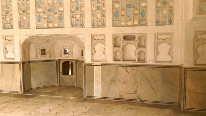 斋浦尔，印度:琥珀堡的内部，联合国教科文组织世界遗产